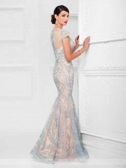 Mon Cheri - Trumpet Gown 117D70 - 1 Pc Nude/Blue In Size 10 And 2 Pcs Charcoal In Size 8 Available Formal Gowns