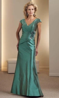 Montage By Mon Cheri - 111965 Cap Sleeve Floral Applique Trumpet Dress Formal Gowns