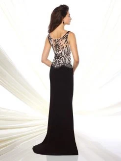 Formal Gowns Montage By Mon Cheri - 116941 Sleeveless Jersey Tulle Sheath Dress - 1 Pc Navy In Size 4 Available