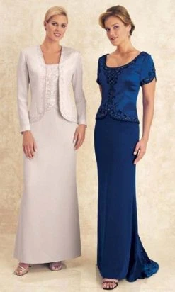 Montage By Mon Cheri - 14908 Beaded Embroidery Trim Dress With Jacket