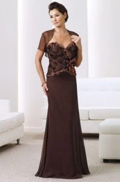 Formal Gowns Montage By Mon Cheri - 211909 Two Piece Dress In Cocoa Copper