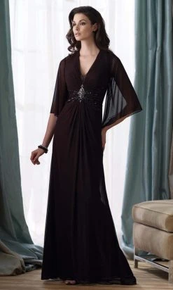 Formal Gowns Montage By Mon Cheri - 212961 V Neck Pleated Sheath Dress