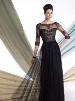 Montage By Mon Cheri - 213980 A-line Chiffon Pleated Dress - 1 Pc Mink In Size 14 Available