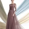 Montage By Mon Cheri - 213980 A-line Chiffon Pleated Dress - 1 Pc Mink In Size 14 Available