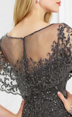 Montage By Mon Cheri - Beaded Sheer Capelet Sheath Gown 217947 - 1 Pc Blue Willow In Size 12 Available