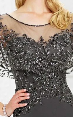 Montage By Mon Cheri - Beaded Sheer Capelet Sheath Gown 217947 - 1 Pc Blue Willow In Size 12 Available