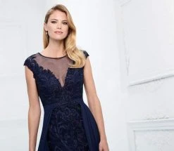 Montage By Mon Cheri - Embroidered Lace Chiffon Overskirt Gown 218914 - 1 Pc Navy In Size 10 Available Formal Gowns 7 Montage By Mon Cheri - Embroidered Lace Chiffon Overskirt Gown 218914 - 1 Pc Navy In Size 10 Available Formal Gowns