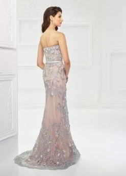 Montage By Mon Cheri - Strapless Fitted Lace Sheath Evening Gown 118961 Formal Gowns