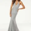 Formal Gowns Mori Lee - 43127 Halter Neck Shimmer Jersey Prom Mermaid Dress