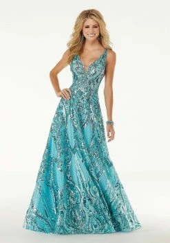 Mori Lee - 45001 Sleeveless V Neck Sequin Ornate A-Line Prom Dress 14 Mori Lee - 45001 Sleeveless V Neck Sequin Ornate A-Line Prom Dress