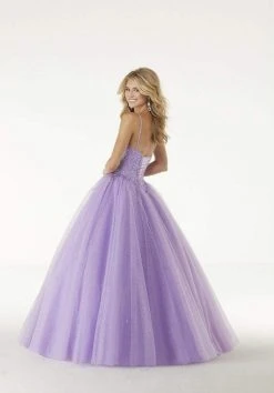 Formal Gowns Mori Lee - 45013 Crystal Beaded V Neck Bodice Glitter Tulle Ballgown 14 Formal Gowns Mori Lee - 45013 Crystal Beaded V Neck Bodice Glitter Tulle Ballgown