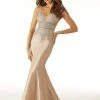 Mori Lee - 45016 Metallic Lace Plunging V-Neck Mermaid Dress Formal Gowns
