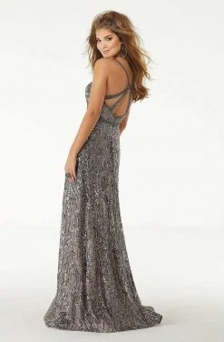 Mori Lee - 45018 Sequined V-Neck Long Dress