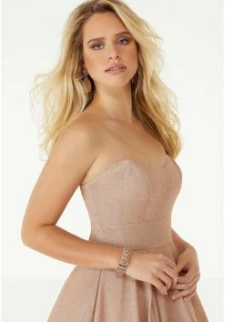 Mori Lee - 45032 Glitter Satin Strapless Ballgown Formal Gowns 9 Mori Lee - 45032 Glitter Satin Strapless Ballgown Formal Gowns