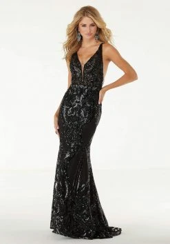 Mori Lee - 45049 Sequined Deep V-neck Trumpet Dress Formal Gowns