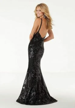 Mori Lee - 45049 Sequined Deep V-neck Trumpet Dress Formal Gowns