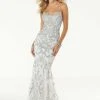 Mori Lee - 45054 Crystal Beaded Lace Scoop Neck Trumpet Dress