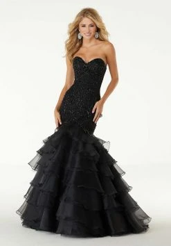 Formal Gowns Mori Lee - 45055 Jeweled Sweetheart Tiered Mermaid Dress