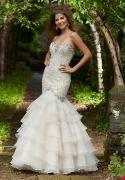 Formal Gowns Mori Lee - 45055 Jeweled Sweetheart Tiered Mermaid Dress
