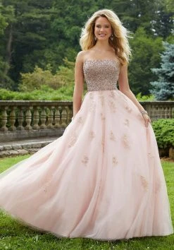 Formal Gowns Mori Lee - 45061 Crystal Beaded Strapless Tulle Ballgown