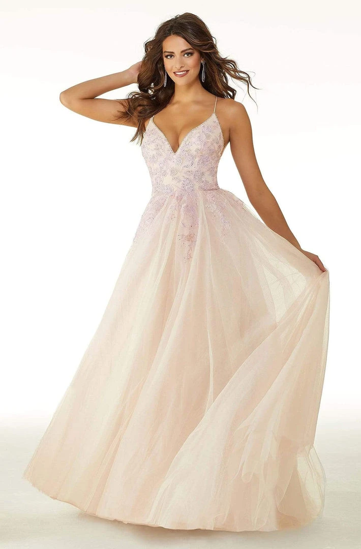 Mori Lee - 45074 Floral Embroidered A-line Dress 8 Mori Lee - 45074 Floral Embroidered A-line Dress