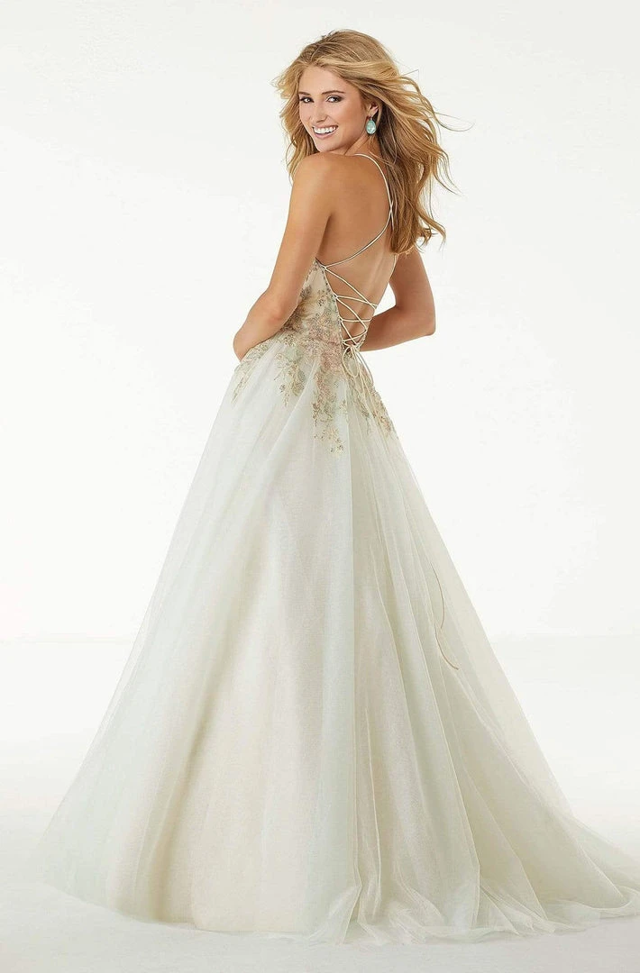 Mori Lee - 45074 Floral Embroidered A-line Dress 4 Mori Lee - 45074 Floral Embroidered A-line Dress