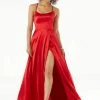 Mori Lee - 45075 Scoop Neck Wrap High Slit Satin Gown 1 Mori Lee - 45075 Scoop Neck Wrap High Slit Satin Gown