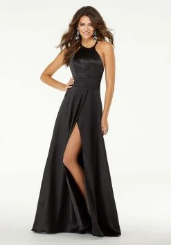 Formal Gowns Mori Lee - 45079 Halter Wrap Skirt High Slit Gown