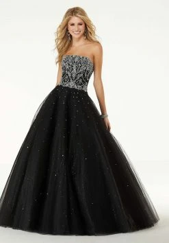 Mori Lee - 45081 Strapless Jeweled Bodice Tulle Gown Formal Gowns