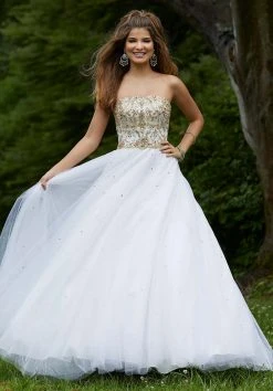 Mori Lee - 45081 Strapless Jeweled Bodice Tulle Gown Formal Gowns