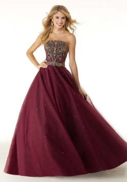 Mori Lee - 45081 Strapless Jeweled Bodice Tulle Gown Formal Gowns