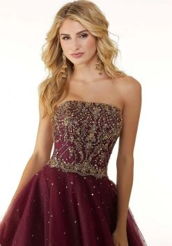 Mori Lee - 45081 Strapless Jeweled Bodice Tulle Gown Formal Gowns