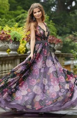 Mori Lee - 45084 Floral Patterned Long Ballgown