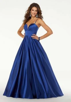 Formal Gowns Mori Lee - 45094 Pleat-Ornate Sweetheart Satin Ballgown