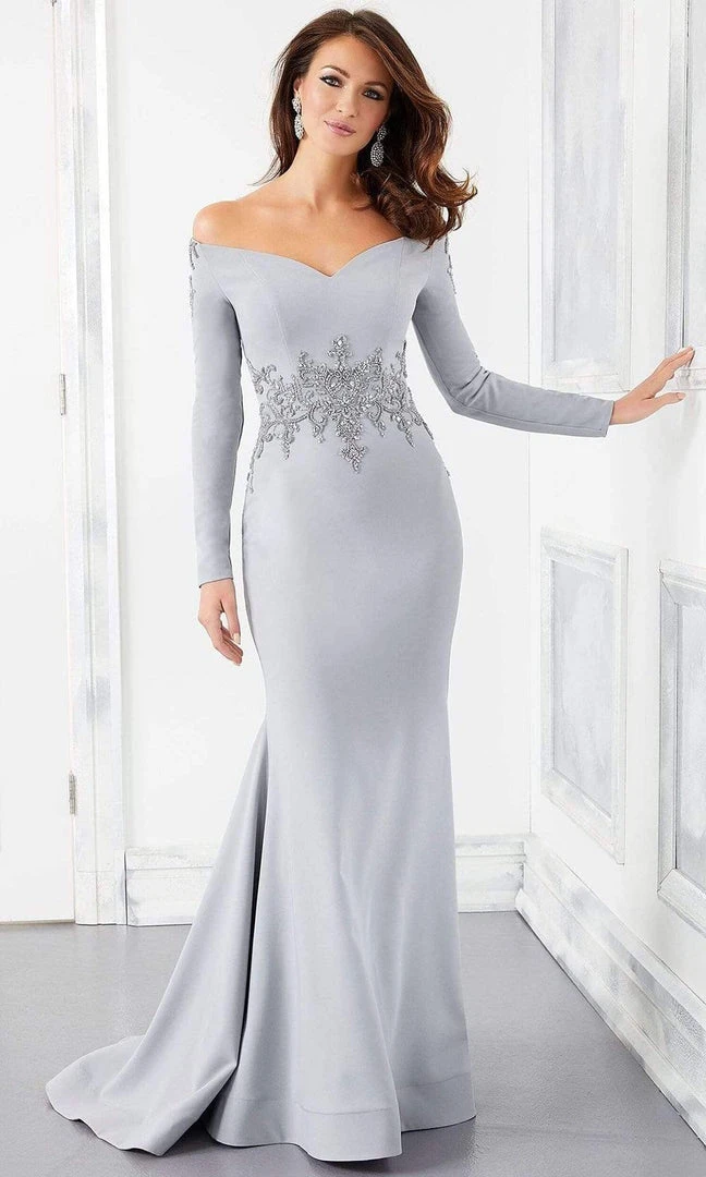 Mori Lee - Sweetheart Off Shoulder Beaded Mermaid Dress 72308SC - 1 Pc Silver In Size 10 Available 3 Mori Lee - Sweetheart Off Shoulder Beaded Mermaid Dress 72308SC - 1 Pc Silver In Size 10 Available