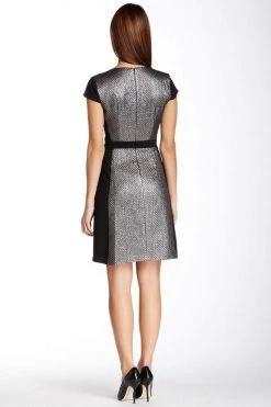 Muse - M2653M Metallic Quilt Short Dress Cocktail Dresses