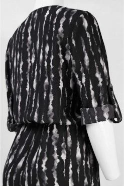 Muse - M3332M Cuffed Sleeve Surplice Romper Plus Size Dresses