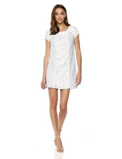 Nanette Nanette Lepore - ND8S130A3 Floral Lace Scoop A-line Dress Cocktail Dresses