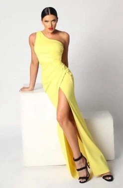 Formal Gowns Nicole Bakti - 6863 One Shoulder High Slit Sheath Dress - 1 Pc Fushia In Size 2 Available 5 Formal Gowns Nicole Bakti - 6863 One Shoulder High Slit Sheath Dress - 1 Pc Fushia In Size 2 Available