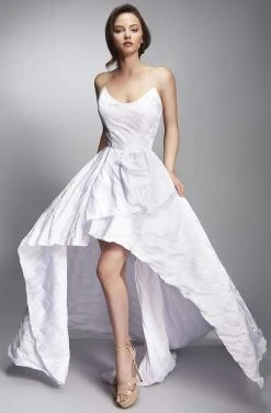 Nicole Bakti - 6906 Strapless Scoop High Low Dress - 1 Pc Navy In Size 4 Available Formal Gowns