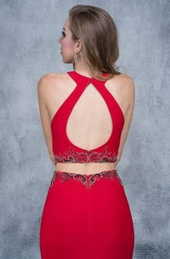 Nina Canacci - 1353 Embellished Halter Sheath Dress Formal Gowns