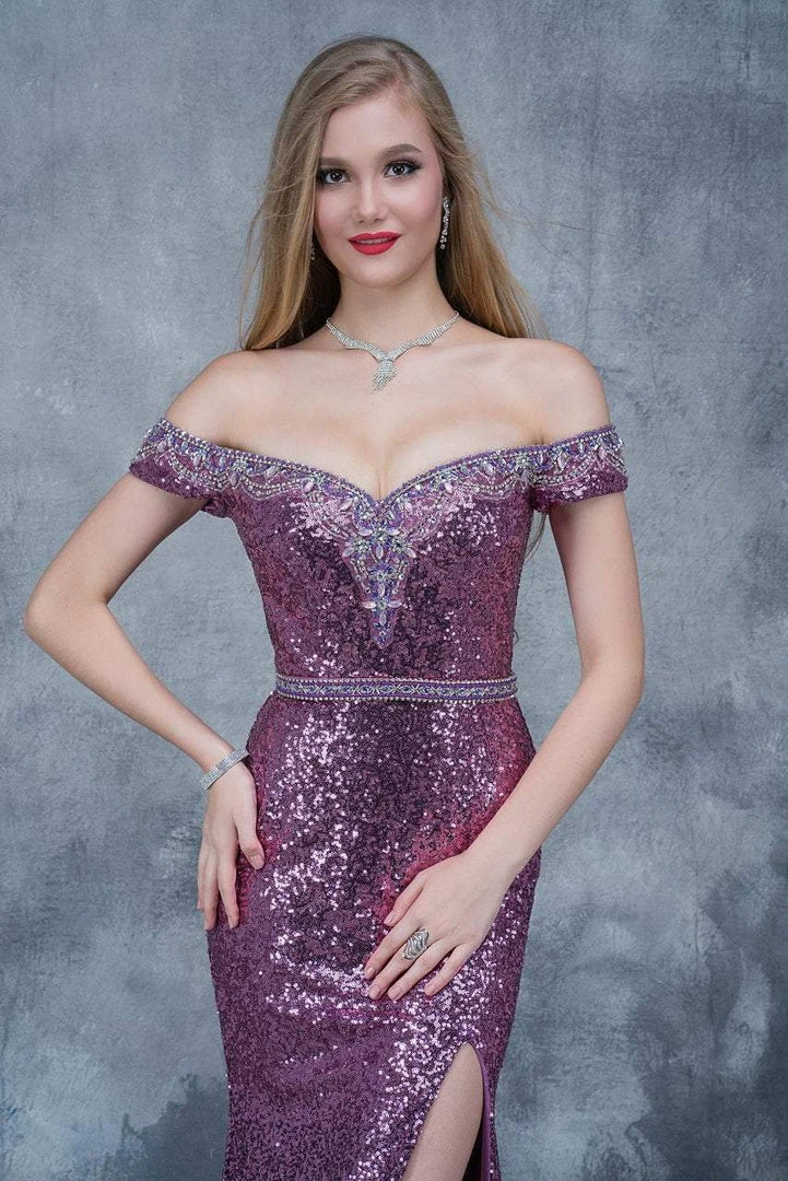 Formal Gowns Nina Canacci - 1361 Embellished Off Shoulder Sheath Dress 4 Formal Gowns Nina Canacci - 1361 Embellished Off Shoulder Sheath Dress