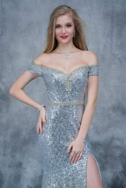 Formal Gowns Nina Canacci - 1361 Embellished Off Shoulder Sheath Dress 12 Formal Gowns Nina Canacci - 1361 Embellished Off Shoulder Sheath Dress