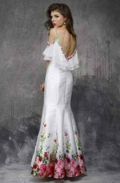 Formal Gowns Nina Canacci - 1374 Multi-Colored Printed V-neck Sheath Dress