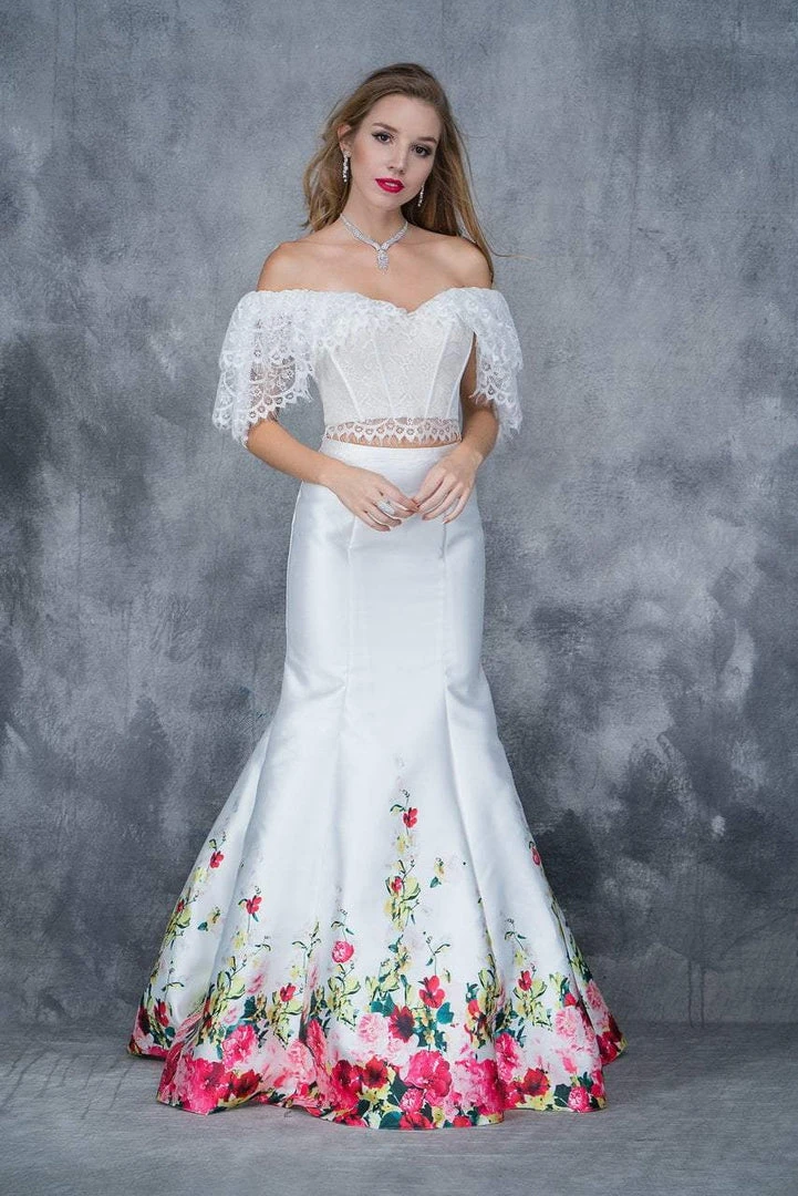 Nina Canacci - 1380 Two Piece Lace And Floral Printed Mermaid Dress Formal Gowns 3 Nina Canacci - 1380 Two Piece Lace And Floral Printed Mermaid Dress Formal Gowns