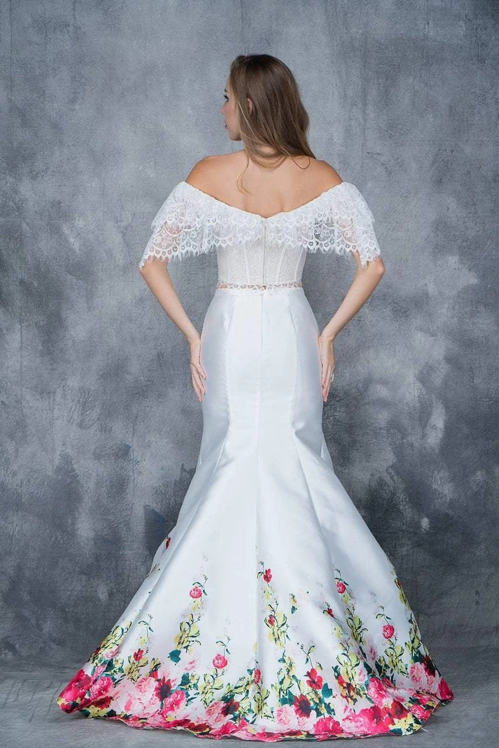 Nina Canacci - 1380 Two Piece Lace And Floral Printed Mermaid Dress Formal Gowns 4 Nina Canacci - 1380 Two Piece Lace And Floral Printed Mermaid Dress Formal Gowns