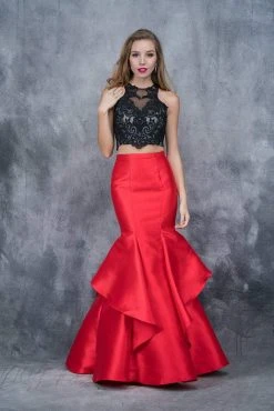 Nina Canacci - 1382 Two Piece Two Tone Embroidered Mermaid Dress Formal Gowns