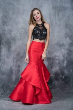 Nina Canacci - 1382 Two Piece Two Tone Embroidered Mermaid Dress Formal Gowns