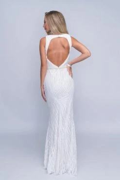 Nina Canacci - 1402 Sequined Deep V-neck Trumpet Dress
