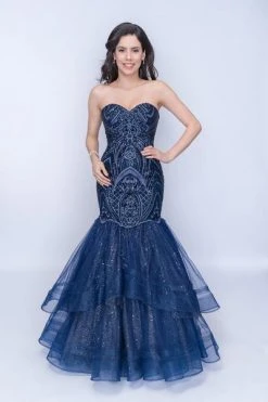 Nina Canacci - 1407 Sequined Sweetheart Tiered Mermaid Dress